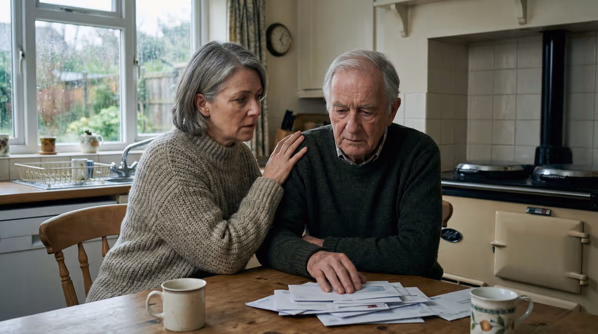 Person expressing concern, representing family worries about elderly parent safety