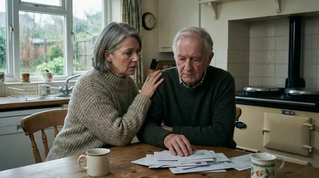 Concerned adult child worried about their elderly parent, recognising warning signs